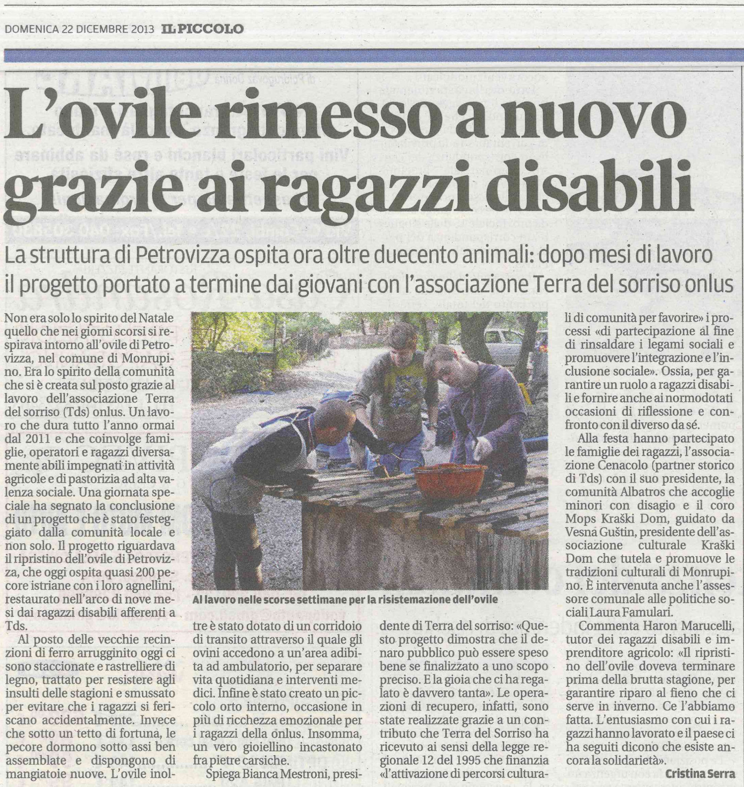 articolo ripristino ovile dicembre 2013